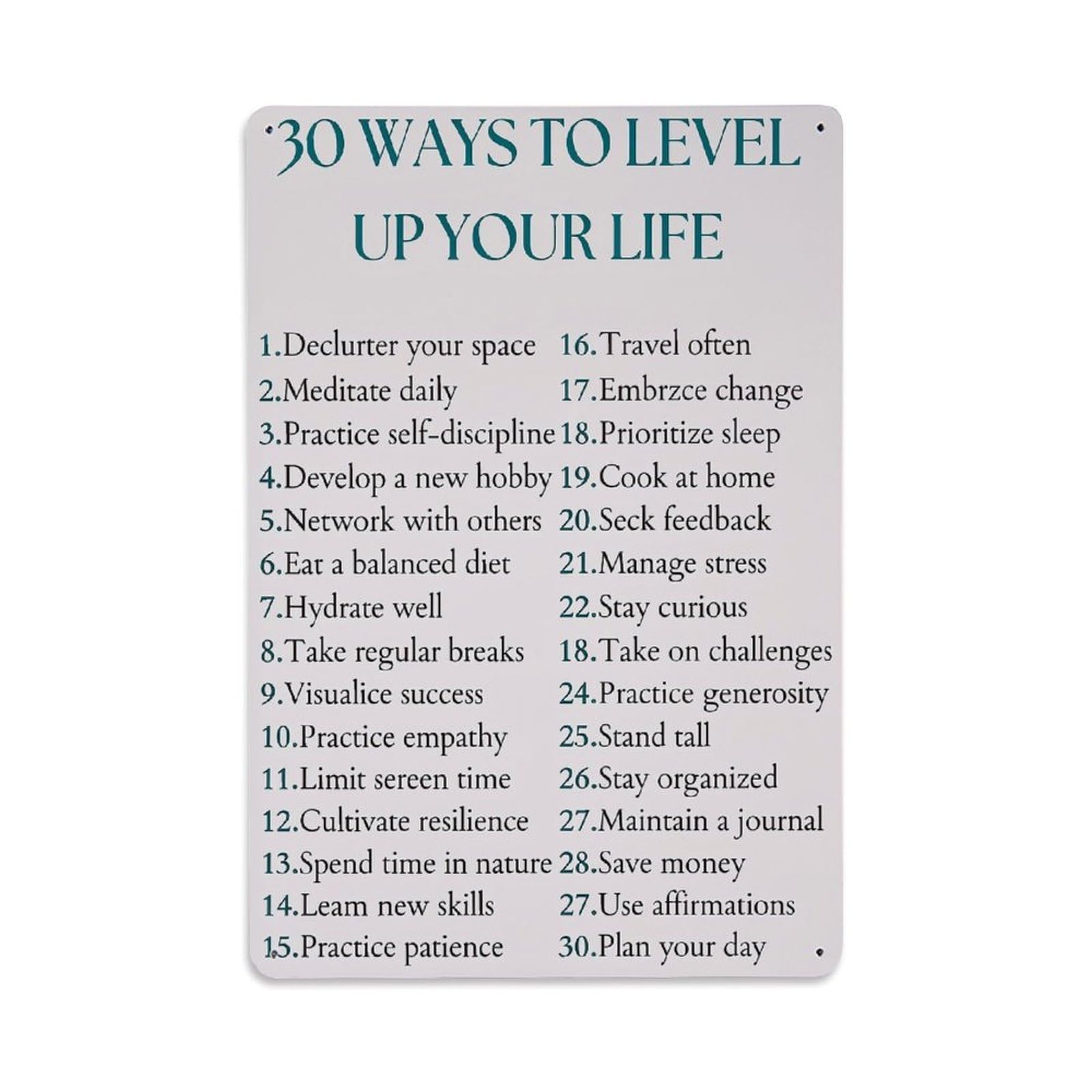 Jdyaojiesheng Vintage Life Improvement Tips List Tin Sign Retro Metal Wall Decor Metal Poster, Home Bar Garage Farmhouse Cafe Wall Art Decoration 8X12inches