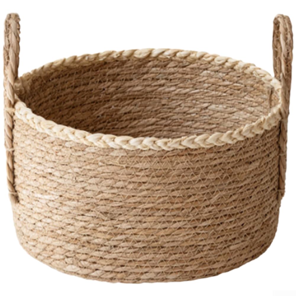 Generisch Cestino di erba intrecciato a mano, 28 cm, per piante | tessitura fatta a mano, più rustica per il fascino, naturale per l'aspetto, 28 x 28 x 18 cm, per una decorazione ideale