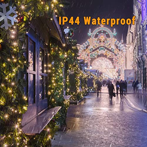 BrizLabs Weihnachten Lichterkette Außen, 50M 500 LED Weihnachtsdeko Lichterkette Warmweiß Strom 8 Modi Wasserdicht Deko Lichterketten für Party Hochzeit Fenster Zimmer Indoor Tannenbaum Aussen Garten