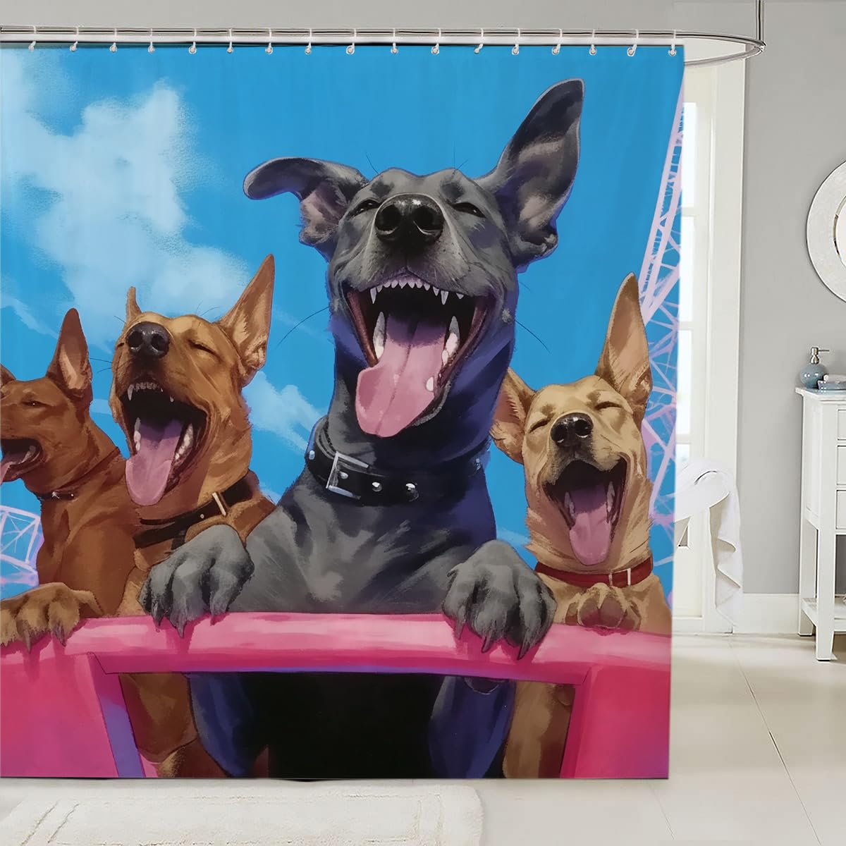 18TH CROZY Animal Shower Curtain for Bathroom Funny Puppy Dog Cute Paw Pet Game Printed Waterproof Fabric Shower Curtain for Bathroom Home Decoration Shower Curtain Set for Bathroom 70 x 70 Inch