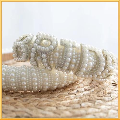 Miniatura 3 de Corona de perlas nupciales, diadema de novia tiara para despedida de soltera, despedida de soltera, boda, luna de miel, regalo de despedida de