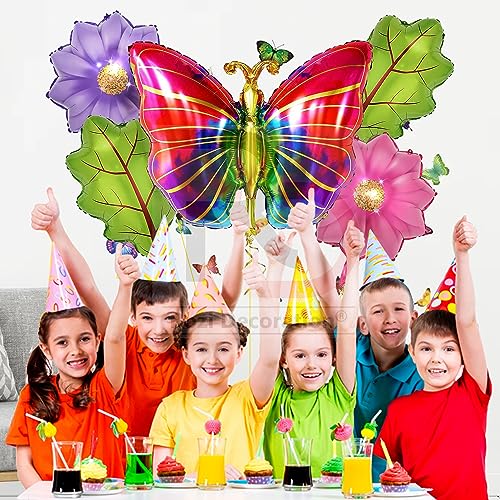 Image of Rozi Decoration Butterfly Foil Balloons For Birthday, Baby Shower, Anniversary Party, Kids Party Decorations Set Of 5 Pcs Butterfly Birthday Decorations For Girls - Multicolor