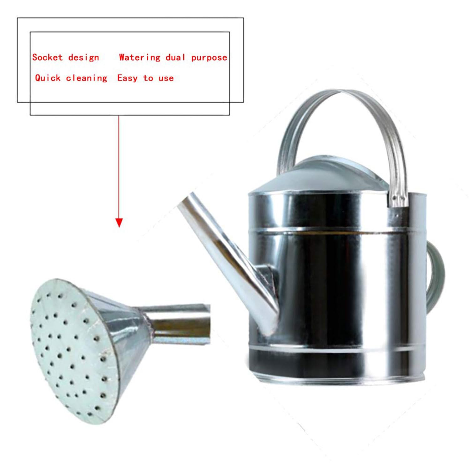 Regadera Metálica - Galvanizada de Calidad 5L/7L/10L/12L/15L/18L Gran Capacidad, Resistente Anti Óxido, Regadera Desmontable, para Grandes Jardines Pequeños Flores y Plantas,10L