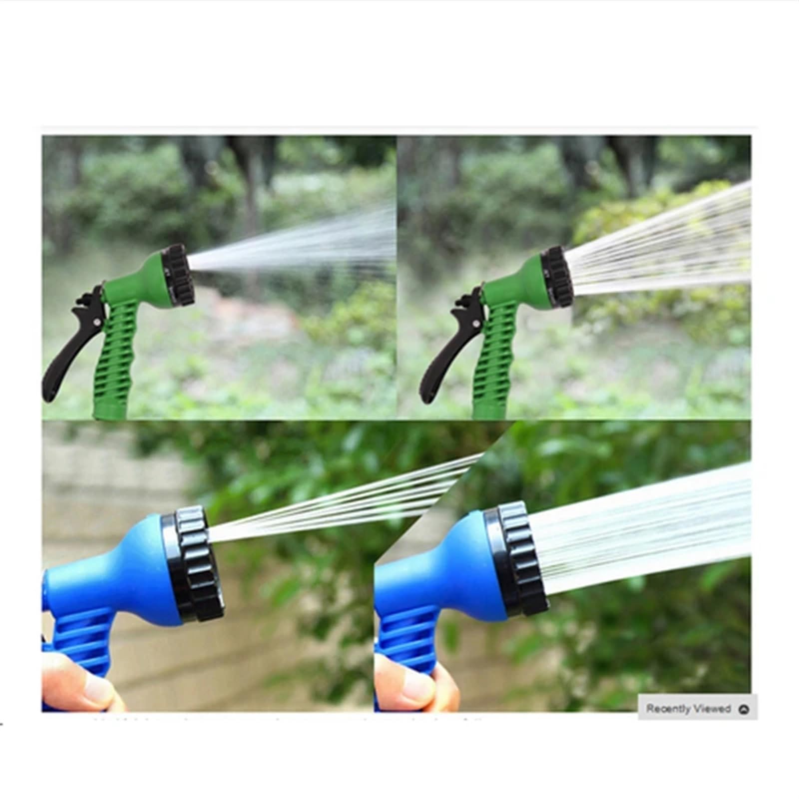 Manguera Jardin Manguera de riego Carretes manguera jardín extensible flexible agua lavado autos Azul Verde 25FT-200FT para Jardinería(Blue,200ft)