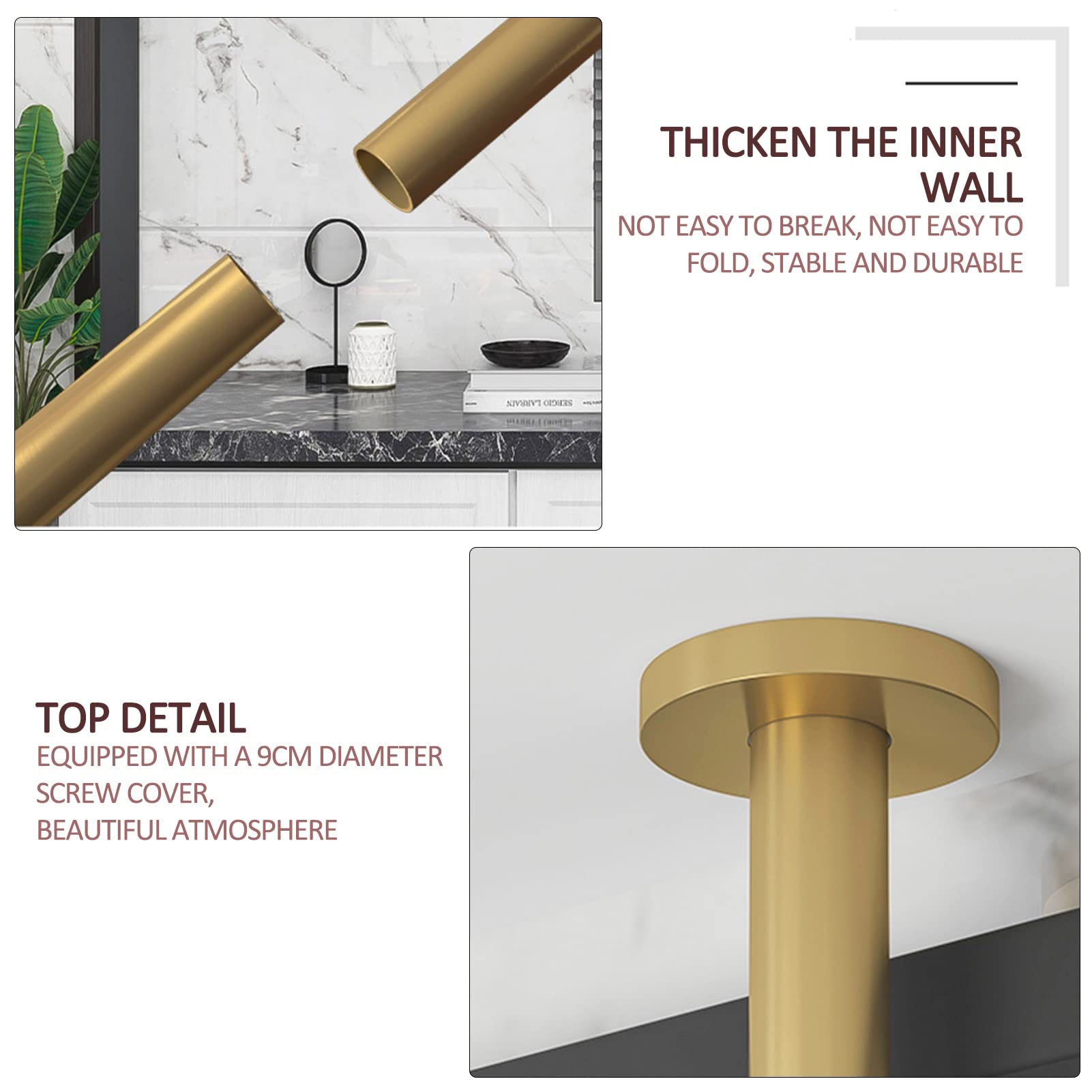 Specchi da toeletta con Cornice in Metallo Dorato, specchi da Trucco, specchi da Barba, specchi galleggianti HD da Appendere al soffitto, con Braccio per camere da Letto, Soggiorno, Ingresso