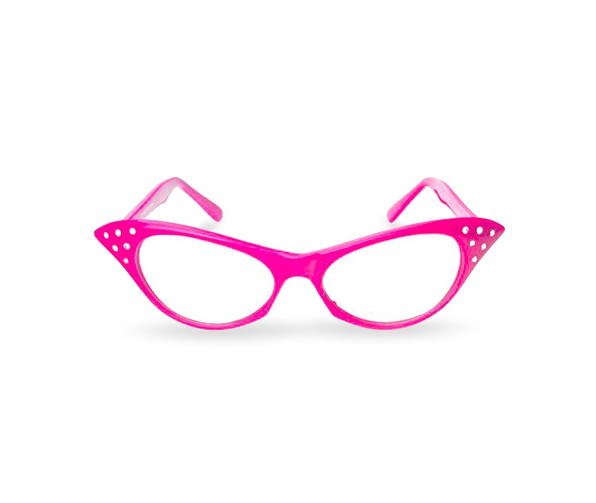 Amazon.com: Pink/White Cat Eye Retro Costume Dress Up Hip