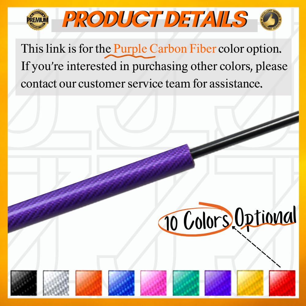 JINGLING Qté (2) vérins à gaz universels 95 kg/931N 61 cm - Supports de levage pour capot de coffre, armoire, porte, bateau, bus, fenêtre (fibre de carbone violet)