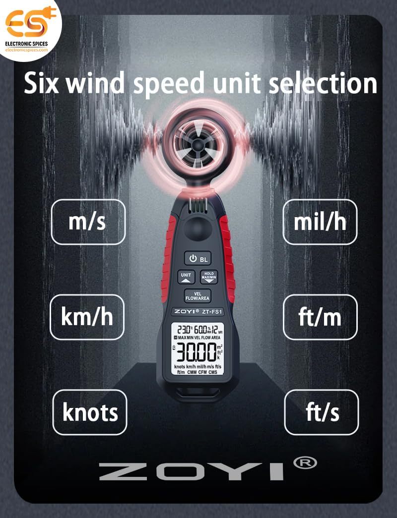 Electronic Spices ZT-FS1 Handheld Anemometer LCD Digital Wind Meter 2