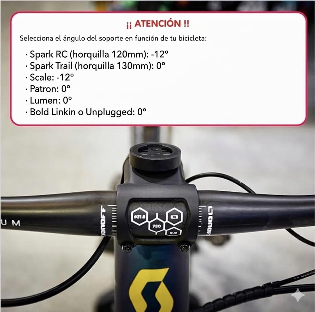 Support GPS Compatible avec Scott Spark et Patron 2022/25, Scott Scale ou Lumen 2023/25 et Scott Voltage, Genius ou Ransom 2024/25