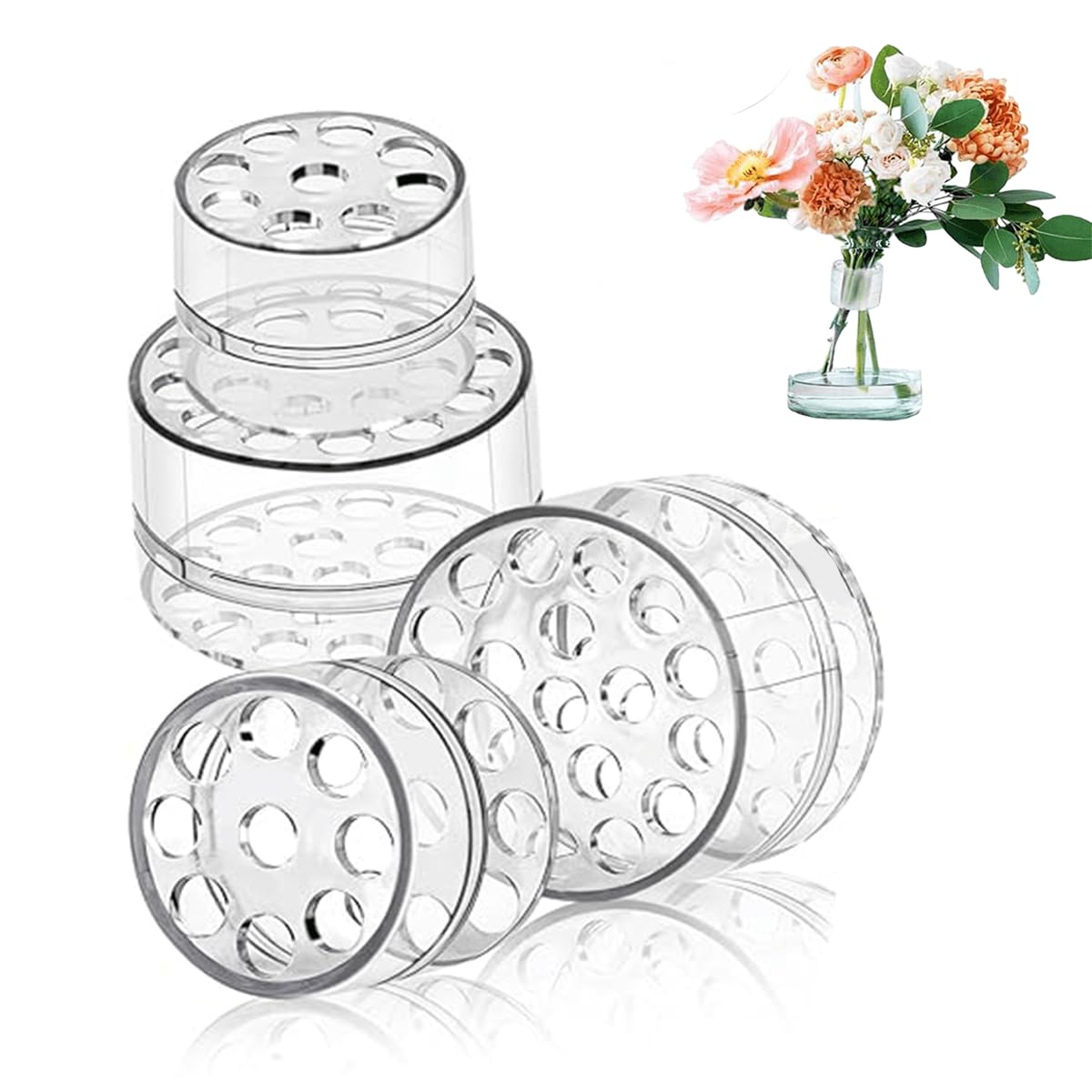 4Pcs Flower Frog Ikebana Holder Clear Flower Stem Holder for Vase