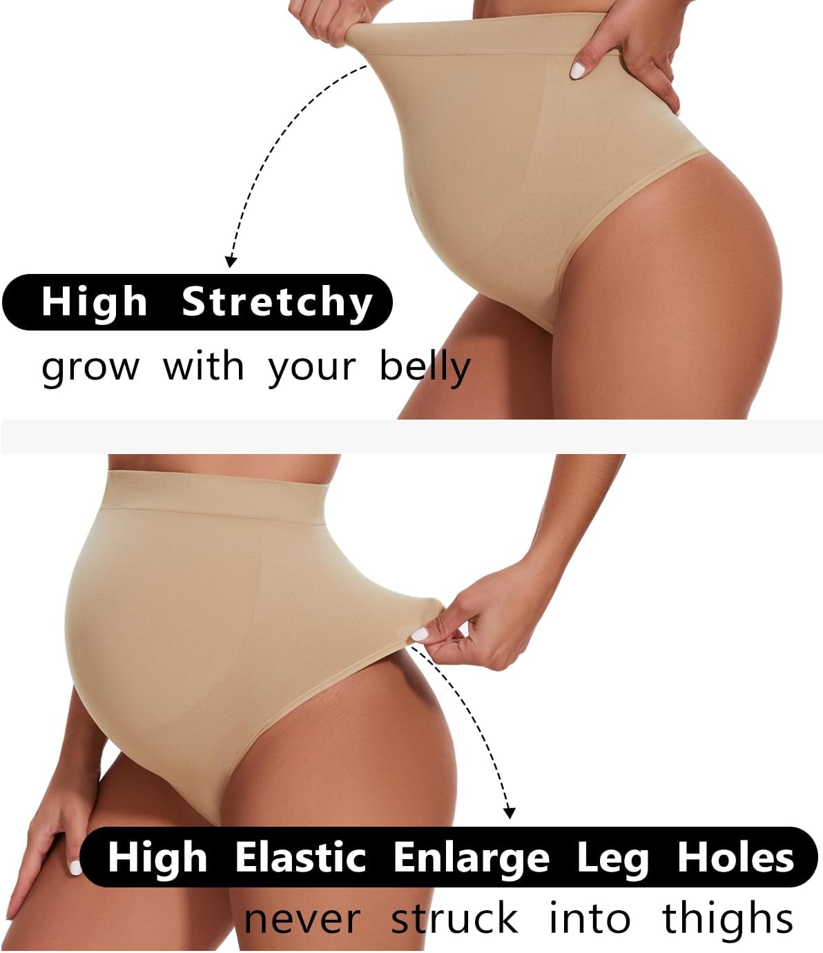 Seamless Maternity Thongs for Women, No Show Maternity Shapewear Over The Belly, Pregnancy Belly Support Panties - Image 6