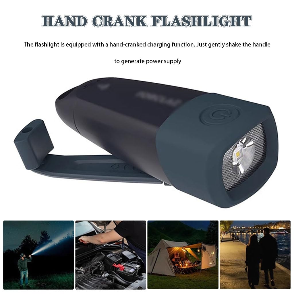 Torcia Elettrica A Manovella Per Escursioni All'aperto, Mini Torcia Elettrica Portatile, 3 Livelli Di Luce Regolabili，Ricaricabile Tramite USB Di Fabbrica(1 pcs)