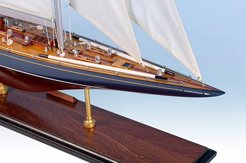 Miniatura 8 de Seacraft Gallery Endeavour - Modelo pintado de velero de 27.5 pulgadas, modelo de barco de vela hecho a mano de madera, modelo de decoración de