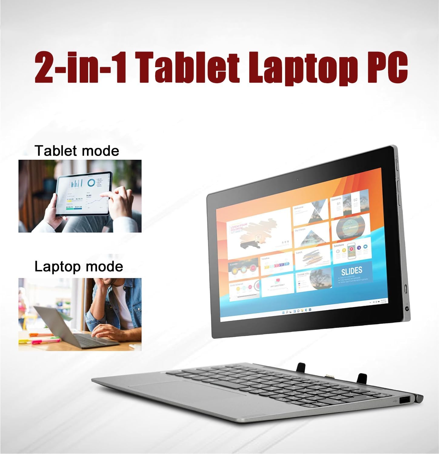Lenovo IdeaPad D330 2-en-1 à écran Tactile Ordinateur Portable, 10,1 Pouces (1280 x 800), Intel Celeron N4000, 4 Go de RAM, SSD de 64 Go, Clavier Japonais QWERTY, Windows 11 Pro (reconditionné)