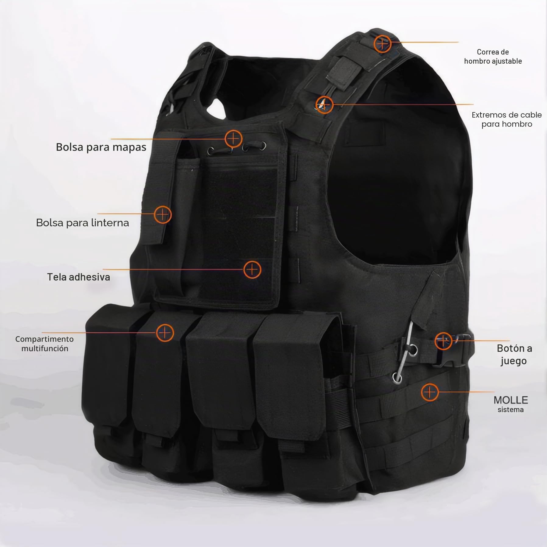 Chaleco de Seguridad Ajustable, Chaleco de Paintball de Airsoft Ligero con Lanzamiento rápido, Equipo de Entrenamiento al Aire Libre Multifuncional