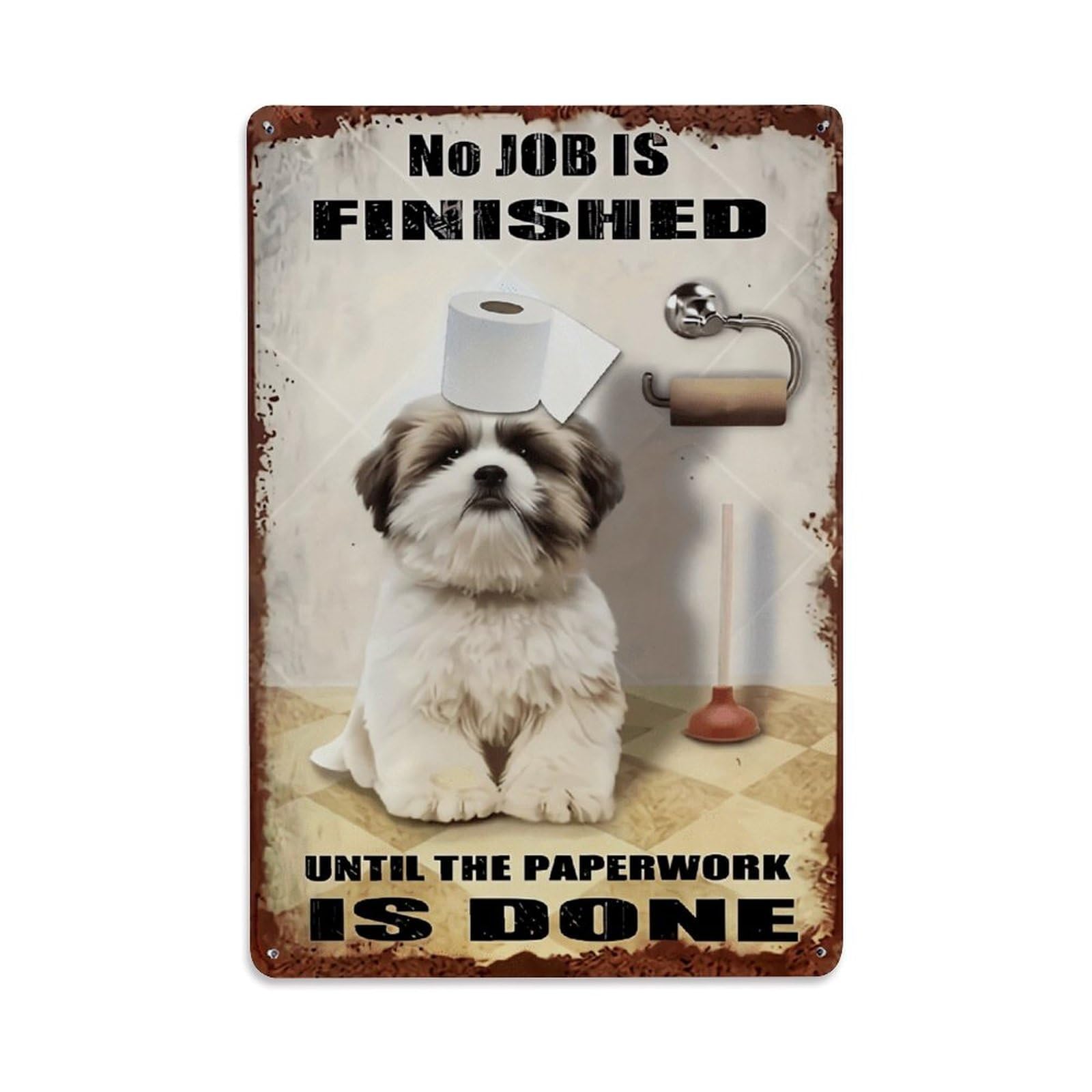 Nestemfo Vintage No Job Is Finished Tin Sign Metal Sign, Living Room,Bar, Home, Bedroom Wall Decor,Retro Metal Poster 8X12 Inches