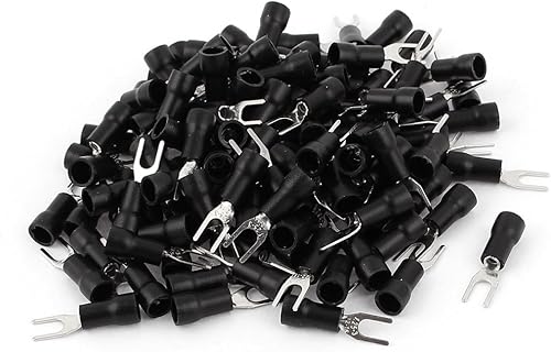 IIVVERR SV1.25-3 Terminal de cable aislado para horquilla AWG 22-16 (120 piezas SV1.25-3 horquilla con aislamiento de cable de cable, negro para AWG