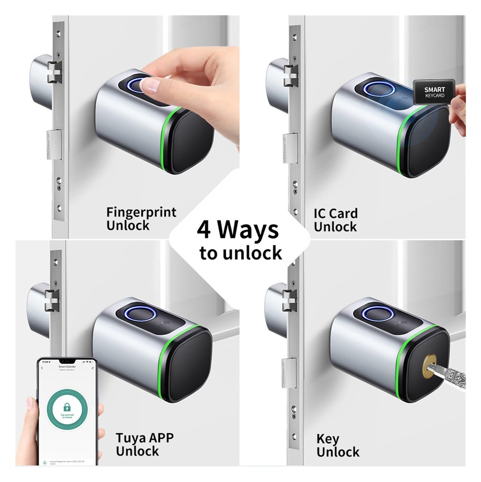 Inteligentny zamek, blokada linii papilarnych. Inteligentny zamek zgodny z Bluetooth do odblokowywania odcisków palców/aplikacji/klucza/karty za pomocą elektronicznego zamka drzwi Tuya smart lub smart