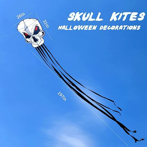 Miniatura 2 de Flying Hoofer Skeleton Kite for Kids Adults, Easy to Fly Cool Skull Kite with Kite Reel