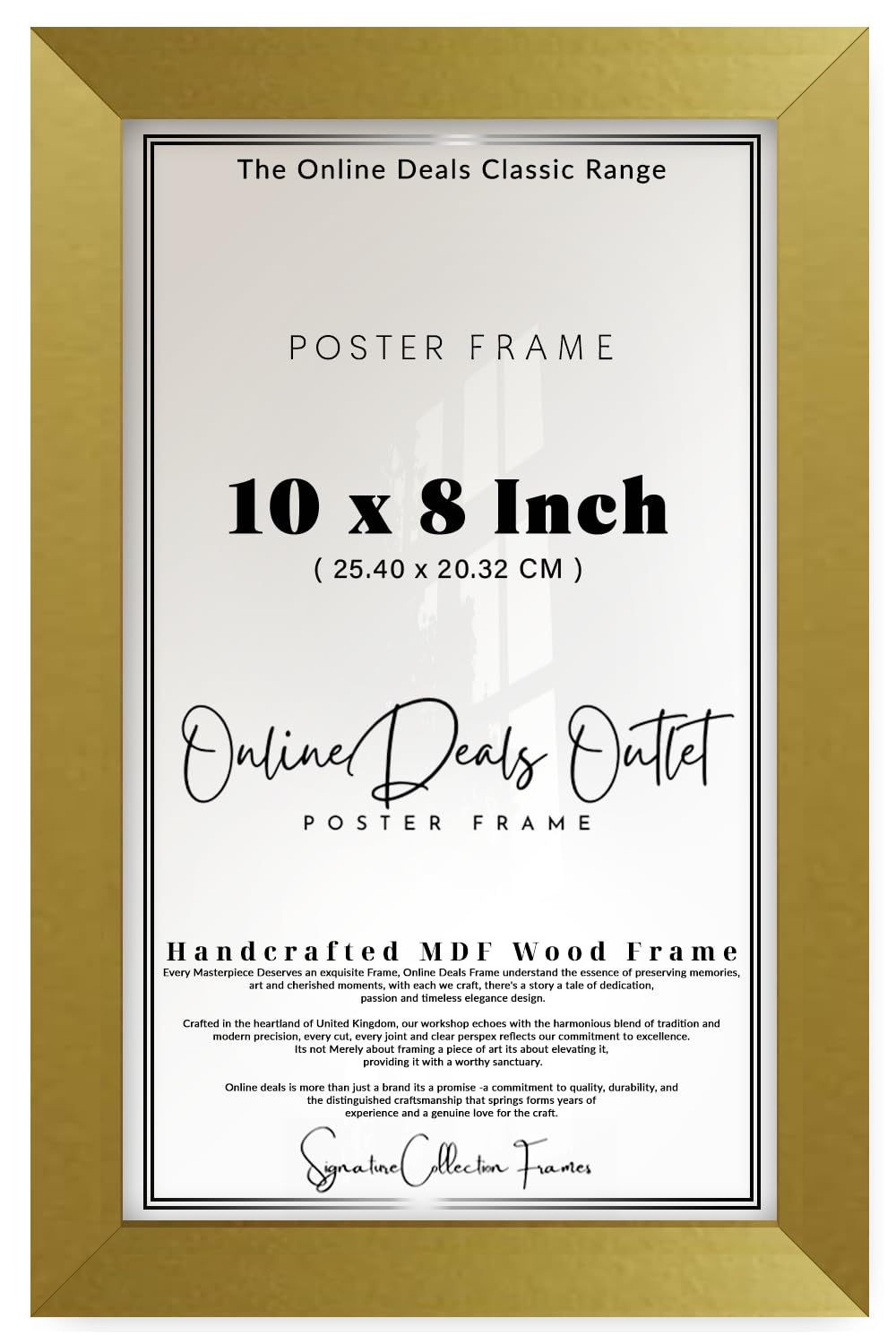 Online Deals | MDF Poster Frame (25.40 x 20.32 CM) 10x8 Inch for Fashion Photography, Storyboard Prints & Movie Stills, Elegant MDF Finish, Easy Wall Mounting [ Gold ]