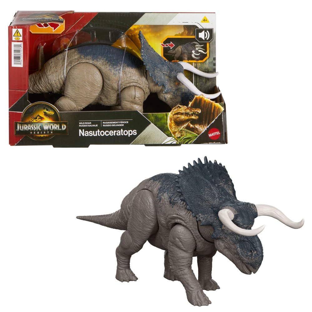 Mattel Jurassic World Rebirth Wild Roar Nasutoceratops Dinosaur