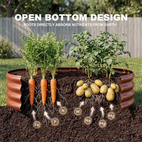 Image of Land Guard 2Pcs 8ft Galvanized Steel Raised Garden Bed, 8 x 4 x 1 ft Large Metal Raised Planter Beds, Raised Garden Bed for Vegetables, Brown