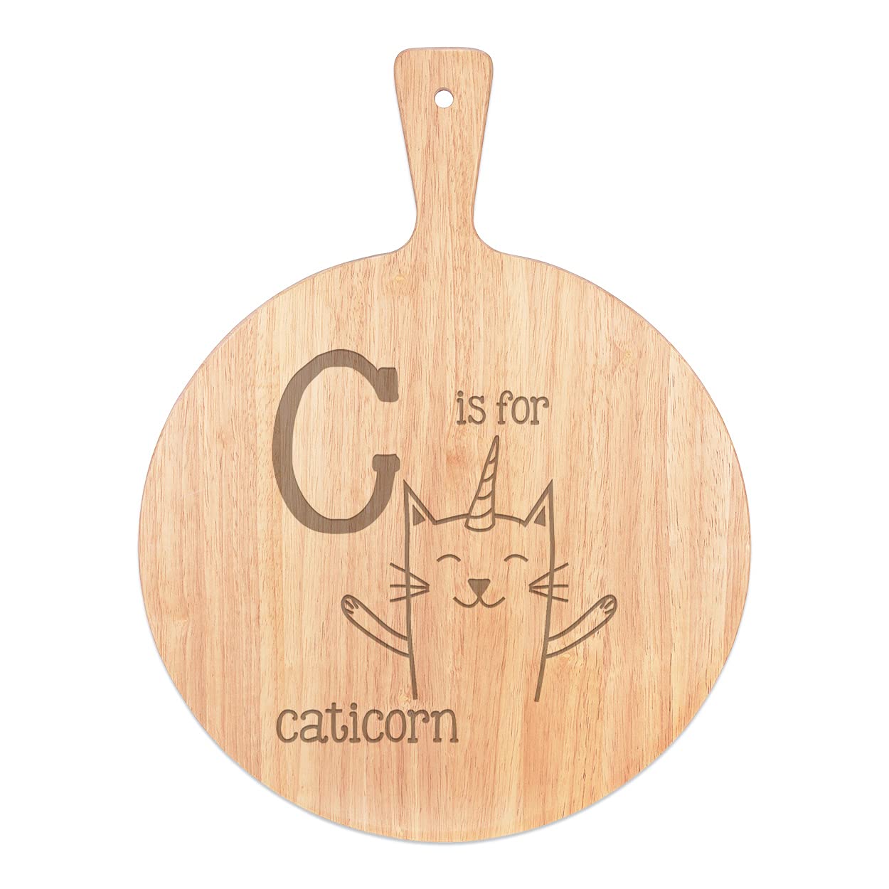 Plateau caticorn pizza board rond en bois avec poignée pour vos soirées entre amis