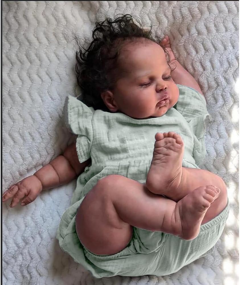Zero Pam Black Reborn Baby Dolls 24 Inch Big Size African American Baby Doll Black Girls Realistic Newborn Doll Sleeping Reborn Babies for Girls Boys Toys