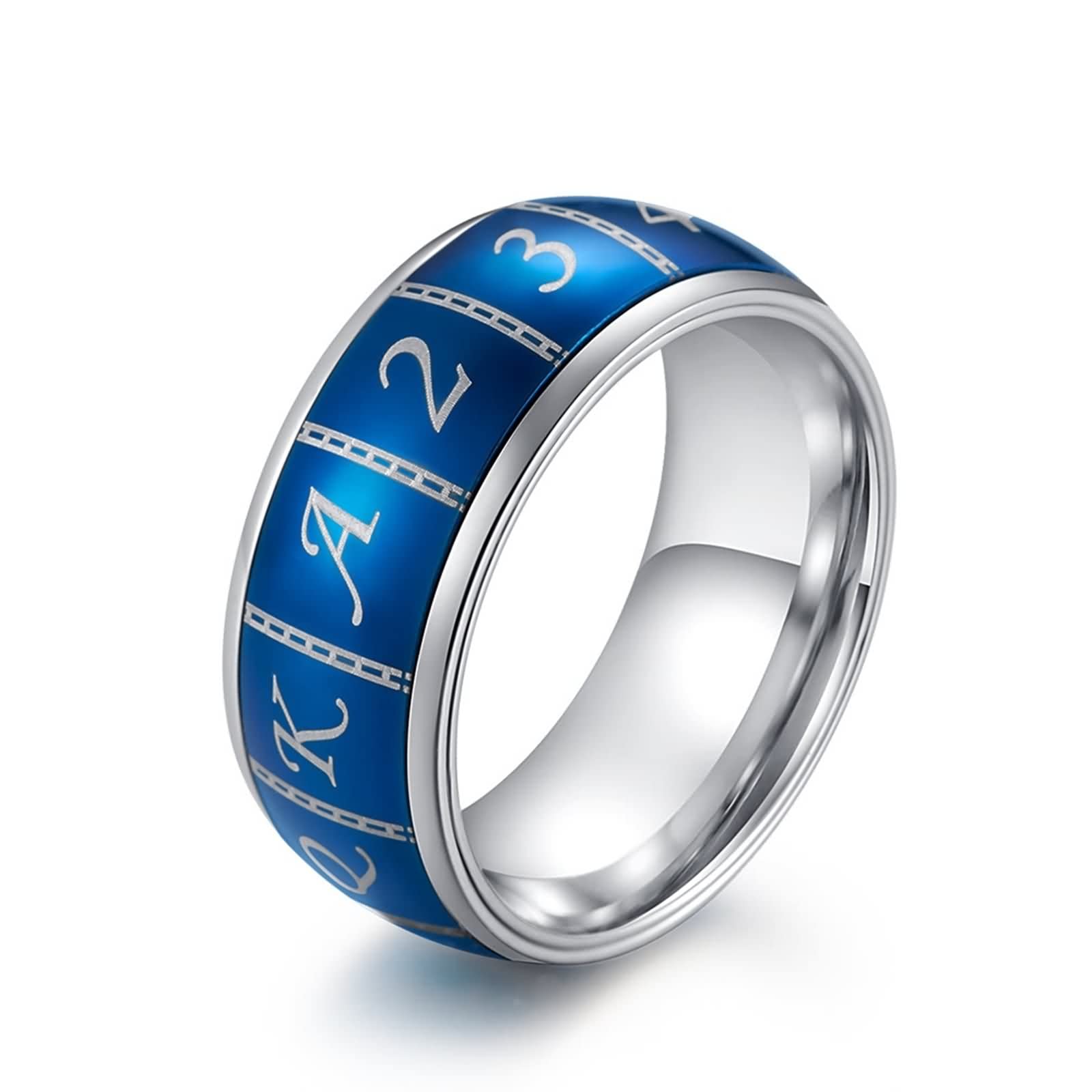 Stfery Anillo de boda masculino de acero inoxidable, anillo de compromiso no tradicional números de póker joyería de moda