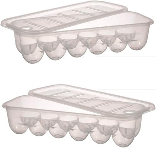 Soporte de plástico para huevos, bandeja para huevos para refrigerador (paquete de 2), perfecto para mantener los huevos frescos, seguros y listos