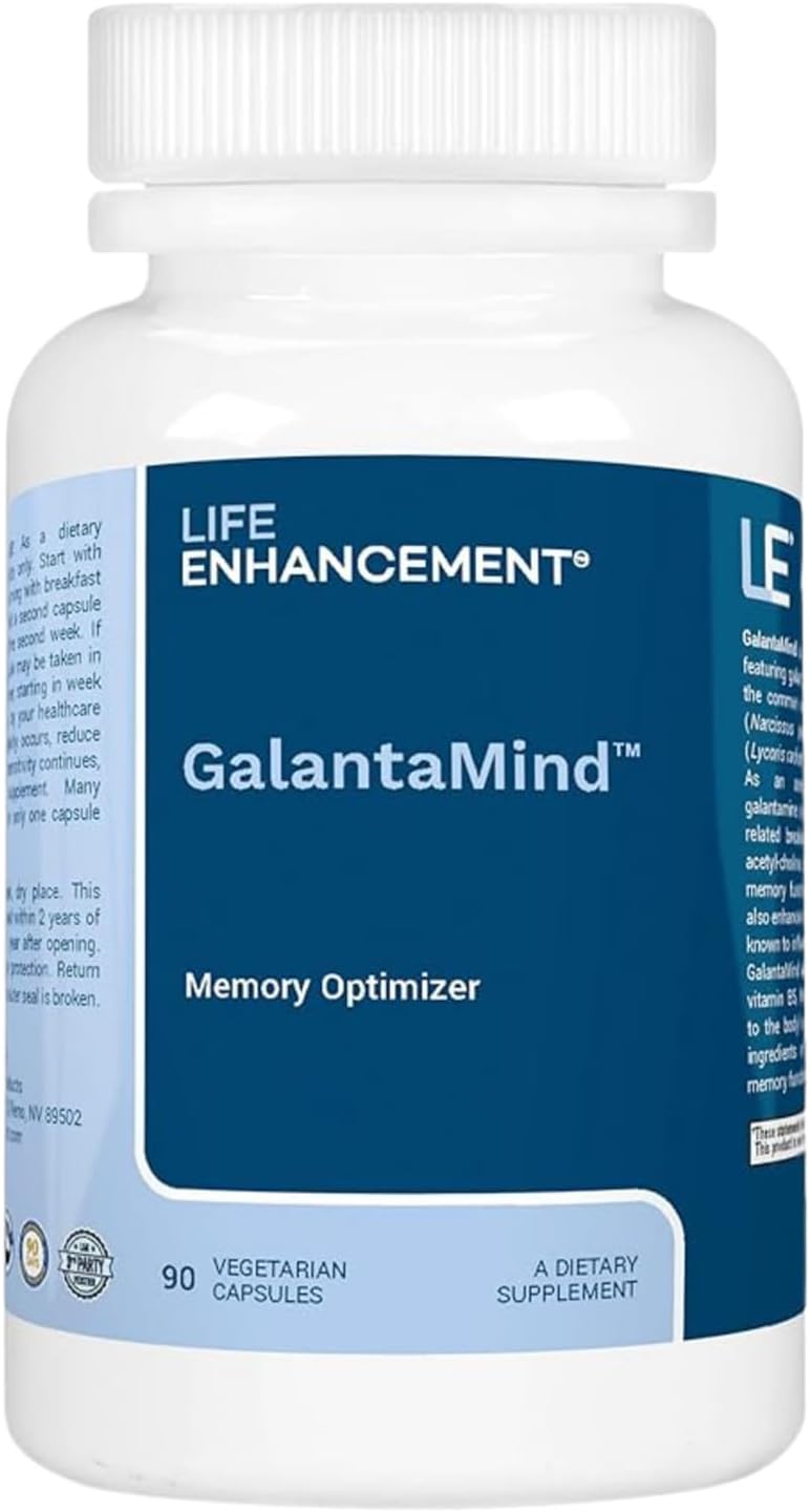 Life Enhancement Galantamind Brain Supplement for Memory and Focus - Vitamin B5 & Galantamine Supplement - Mental Clarity & Cognitive Enhancement (8mg - 90 Capsules, Galantamind)