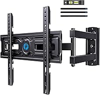 Pipishell PIMF9 Full Motion TV Wall Mount for 26-65 Inch TVs up to 77lbs - Adjustable Height, Corner Compatible, Single Arm VESA 400x400