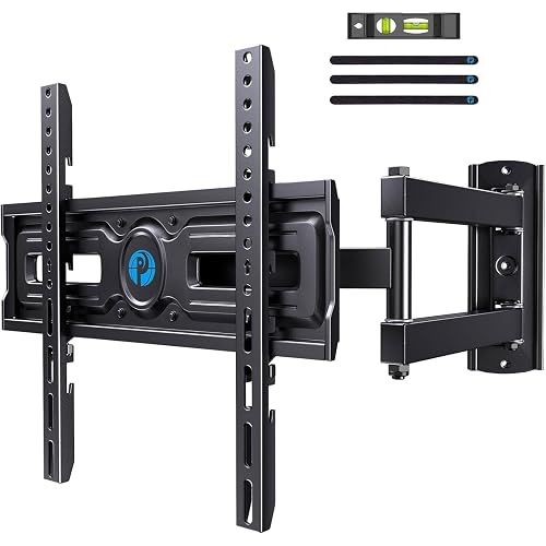 Pipishell Full Motion TV Wall Mount for Most 26-65 inch Flat & Curved TVs up to 77 lbs, Adjustable Bracket Height, Corner TV Mount with Single Articulating Arm, Max VESA 400x400mm, PIMF9