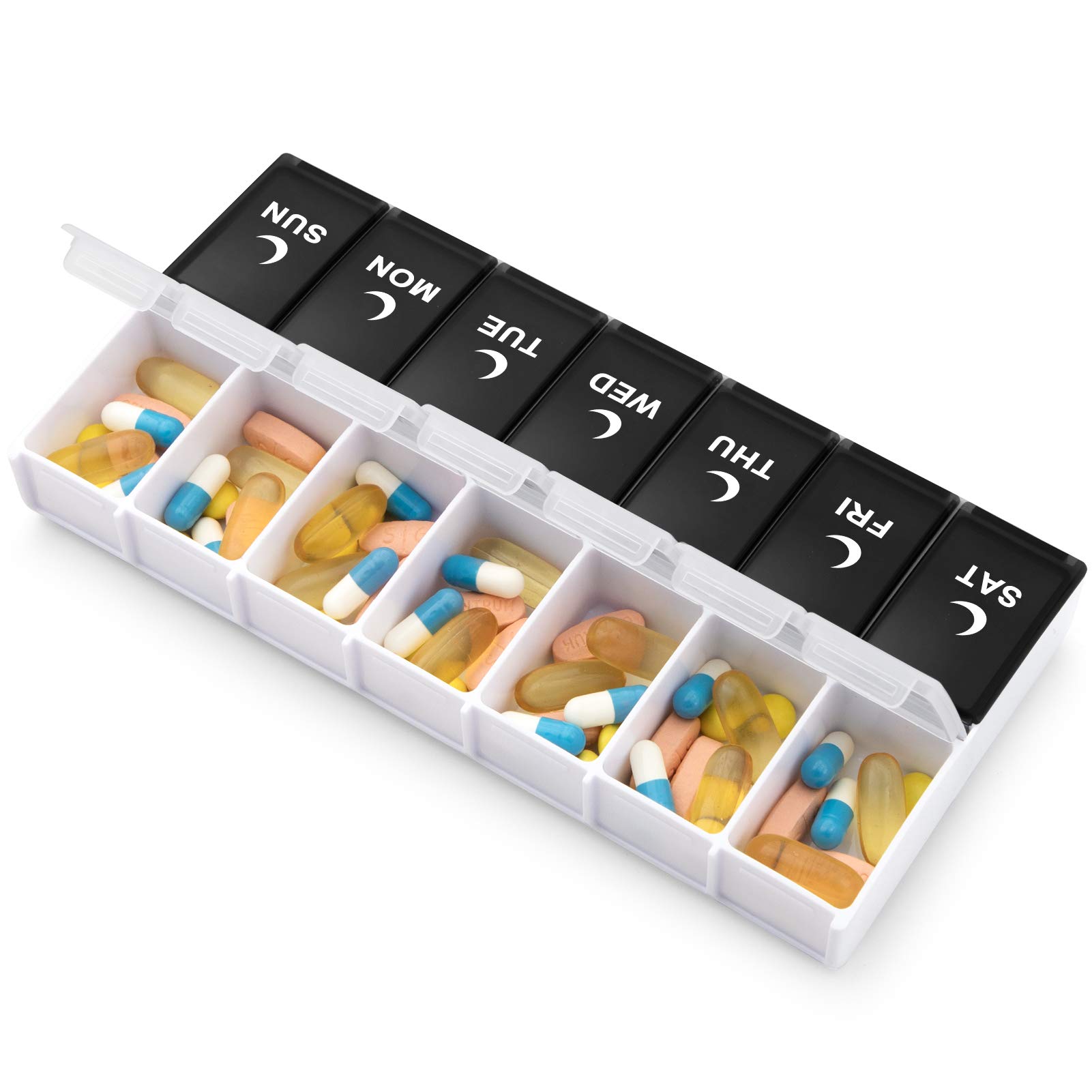DANYING Organizador grande de píldoras 2 veces al día, caja semanal por caja de mañana y tarde, contenedor de 7 vitaminas dos veces