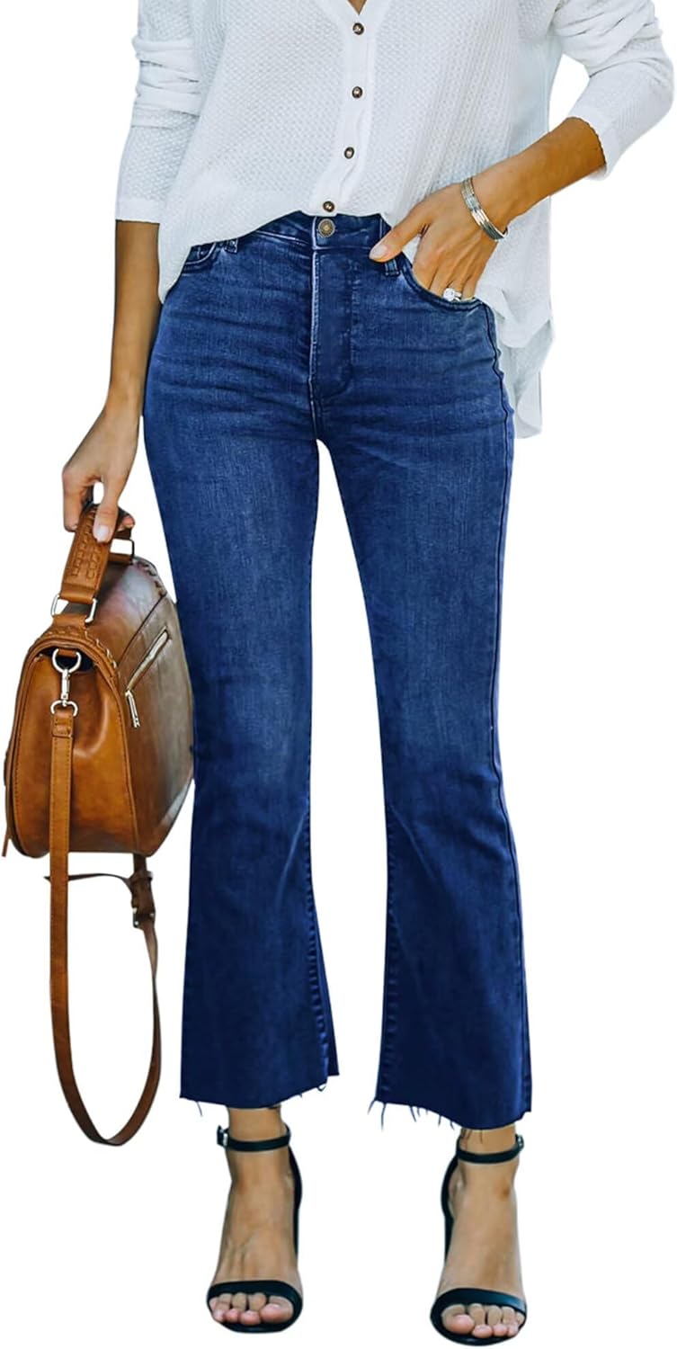 Flare Jeans for Women Cropped Stretchy Mid Rise Bell Bottom Jeans Womens Crop Flare Jeans with Raw Hem Flare Jeans for Women Cropped Stretchy Mid Rise Bell Bottom Jeans Womens Crop Flare Jeans with Raw Hem
