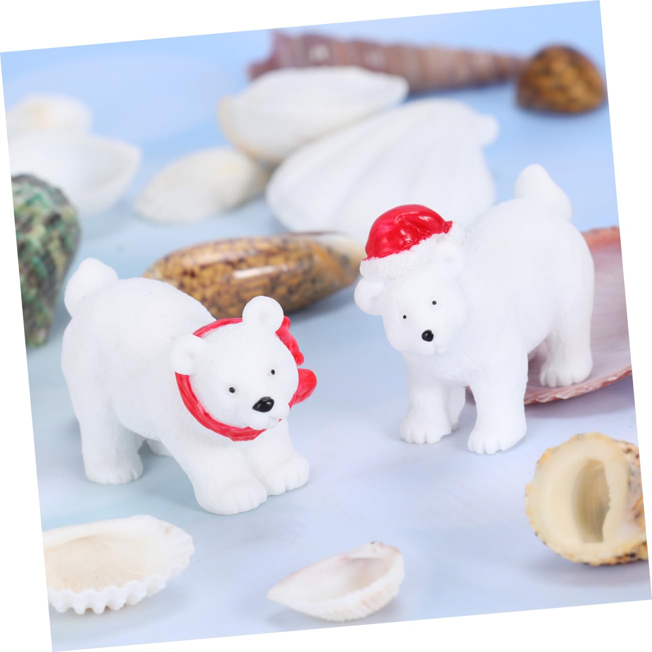 TOPBATHY Set di 6 Miniature di Orso Artico Natalizio in Resina Sintetica, Decorazioni Natalizie Uniche per Ufficio e Mobile, Ornamenti Creativi per Natale da Tavolo Stili multipli
