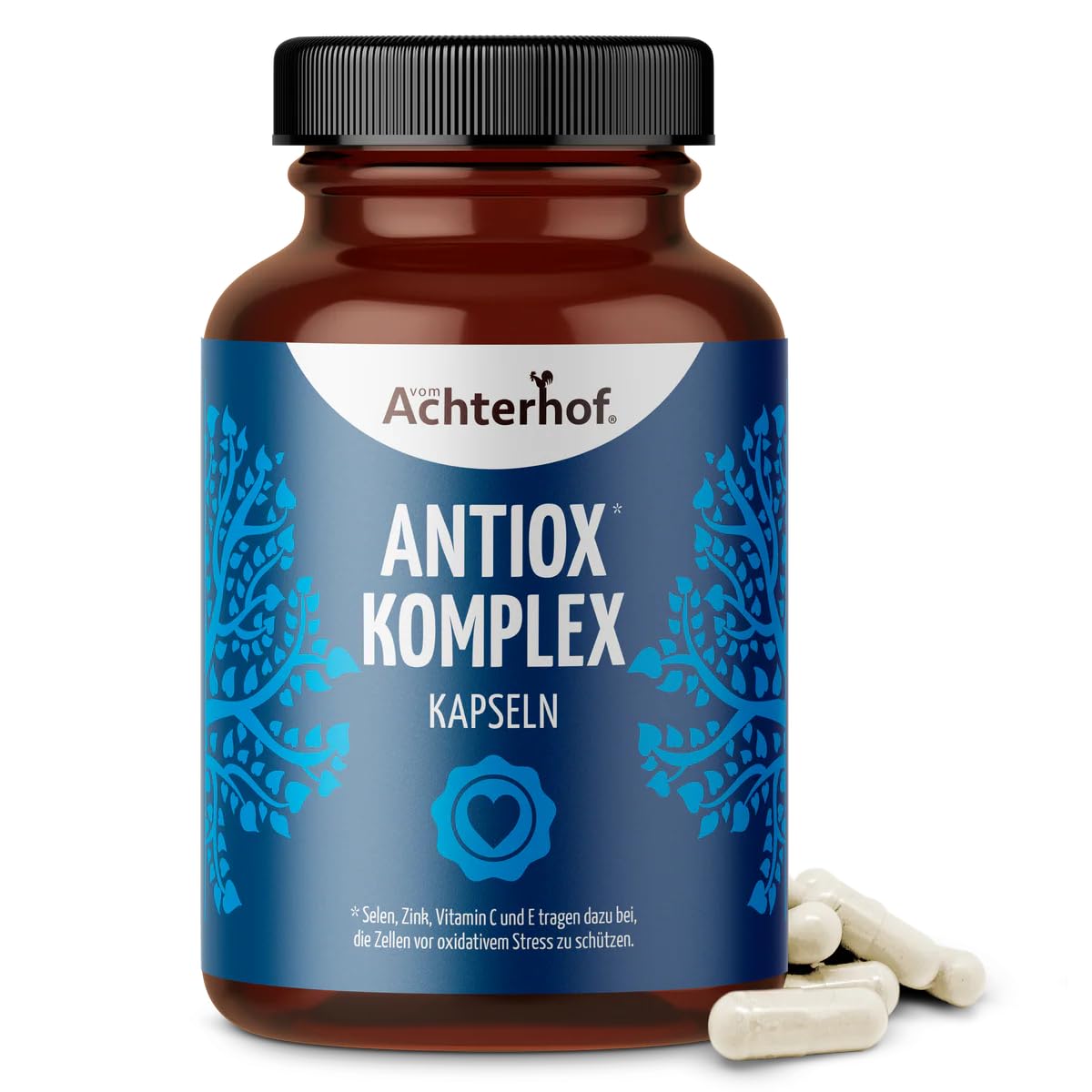 Antiox Komplex Kapseln 125 Stück | mit 23 antioxidativen Pflanzen und Essenzen | mit Selen, Zink, Vitamin C und E | für 150 Tage | Achterhof