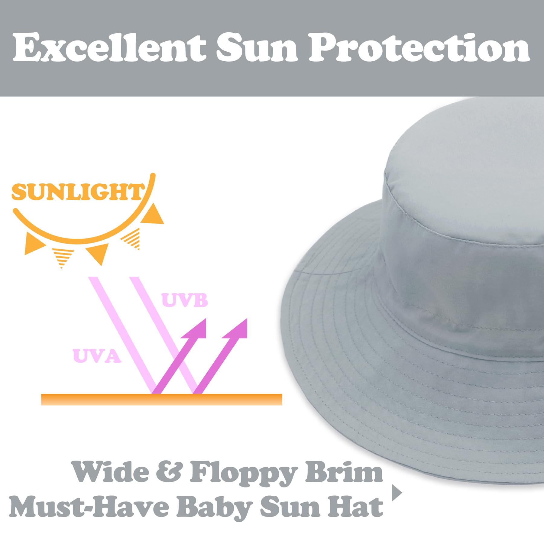 Sarfel Baby Sun Hat Summer Baby Boy Hats UPF 50+ Sun Protection Toddler Hat Bucket for Baby Girl Adjustable Kid Cap