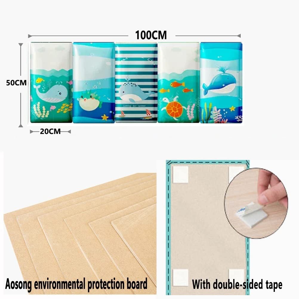 3D Anti-Collision Wall Stickers Dzieci 3D antykolizyjna naklejka ścienna PU miękka wyściółka ścienna, sypialnia dekoracja ścienna do pokoju dziecięcego zwierzęta morskie samoprzylepne panele ścienne (