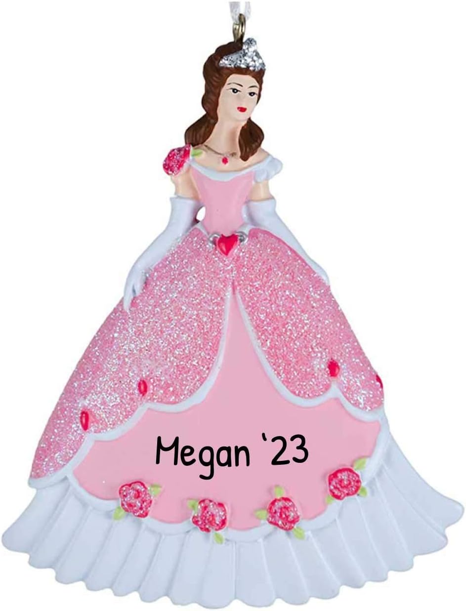 3D Princess Ornaments for Kids 2025 - Fairytale Princess Christmas Ornament for Girls Personalized Christmas Ornaments for Kids Pink Glittery Gifts for Girls Toddler Ornament for Xmas Tree Keepsake