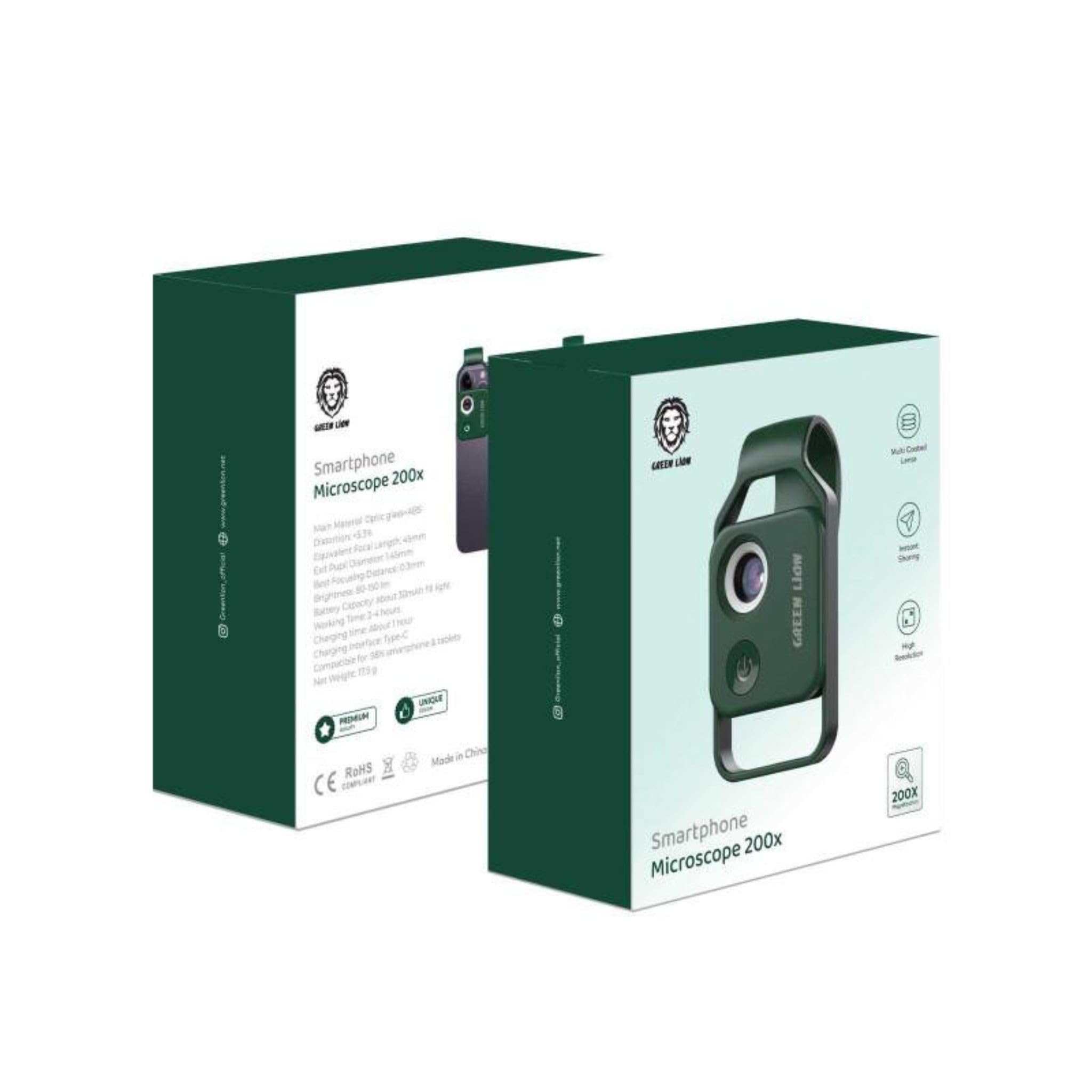 Premium Smartphone Microscope 200x - Green