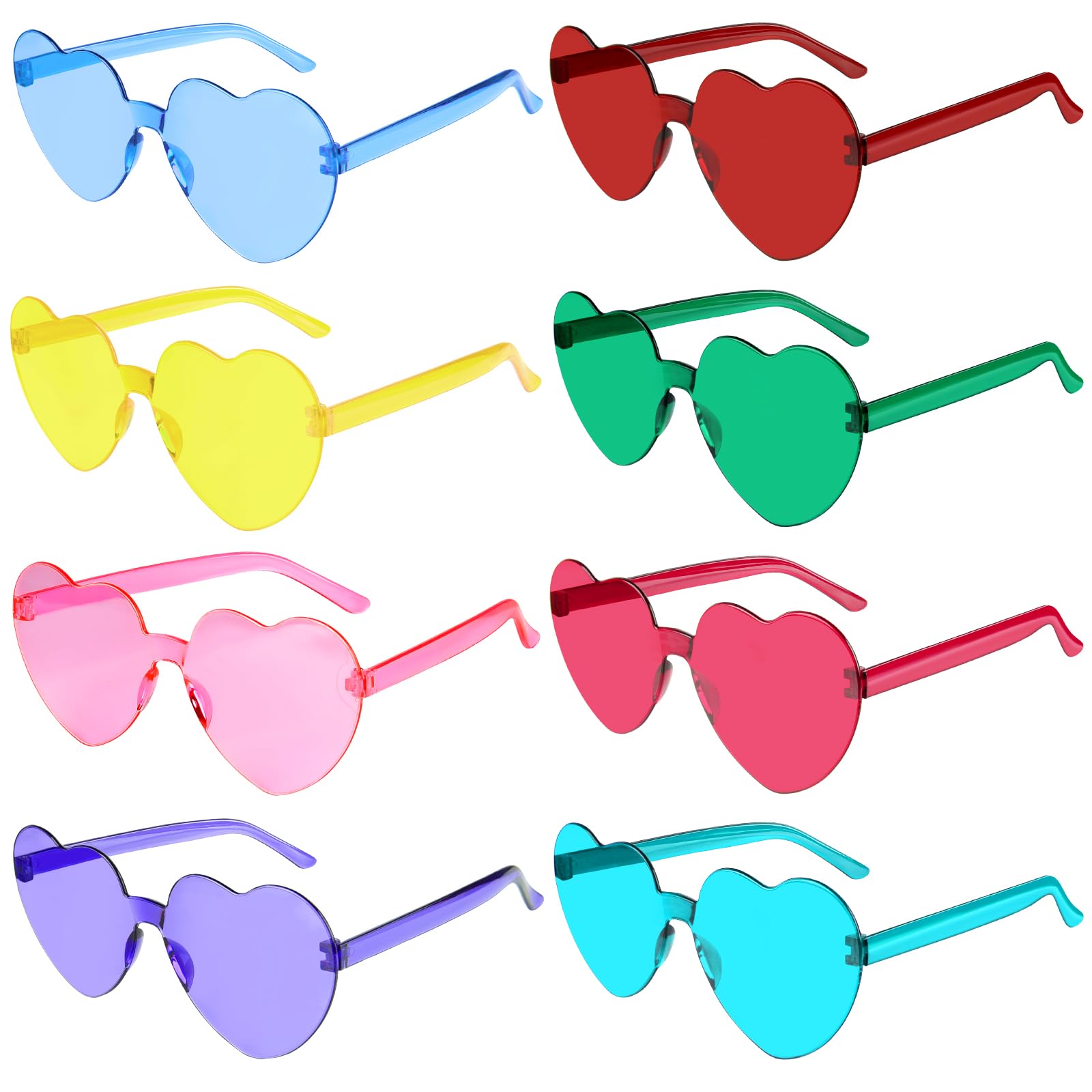 PLULON Heart Sunglasses for Women 5/12/25 Pcs, Heart Glasses Valentine Day Rimless Shaped Candy Color Fun Glasses Party Favor
