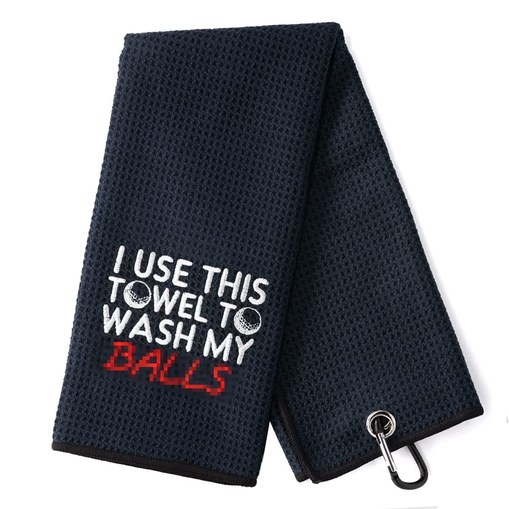 DYJYBMY I Use This Towel Funny Golf Towel, Embroidered Golf Towels for Golf Bags with Clip, Golf Gift for Men Husband Boyfriend Dad, Birthday Gifts for Golf Fan, Dad Golf Towel