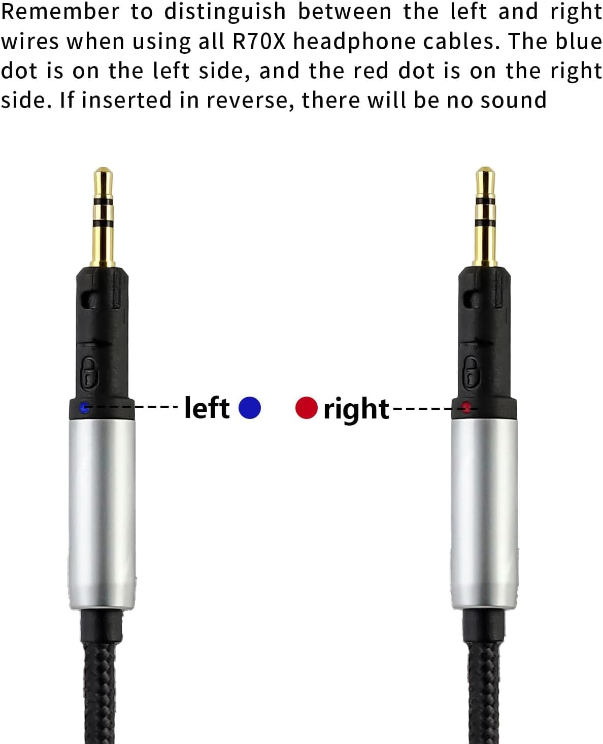 okcsc ATH-R70X/XA - Cable de repuesto para auriculares de 4 núcleos de PVC trenzado de nailon OFC de 3,5 mm para Audio-Technica de 6.5 pies de longitud