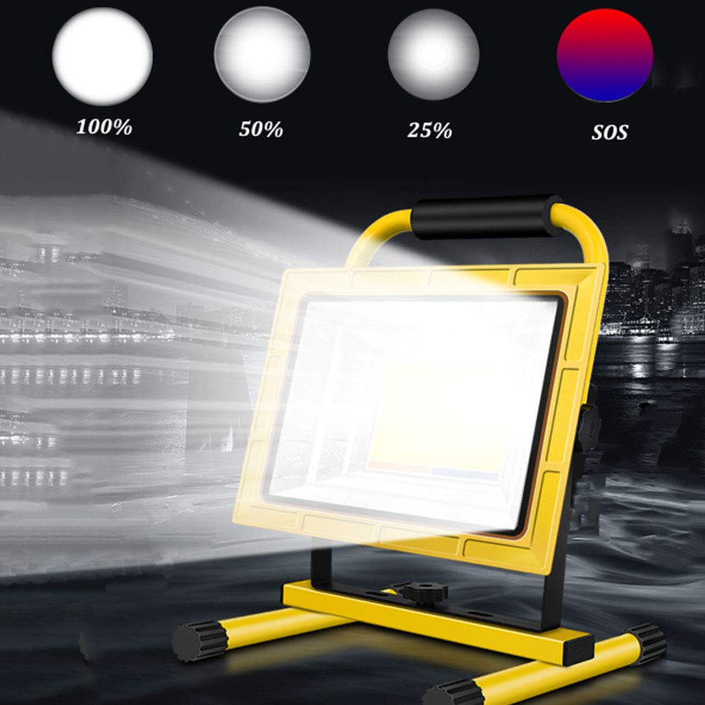 OOWOKS Foco arquitectónico, luz LED para Exteriores súper Brillante con Control Remoto, luz de Trabajo con 6 Niveles de atenuación, batería 18650 portátil y reemplazable, Puerto de Salida USB