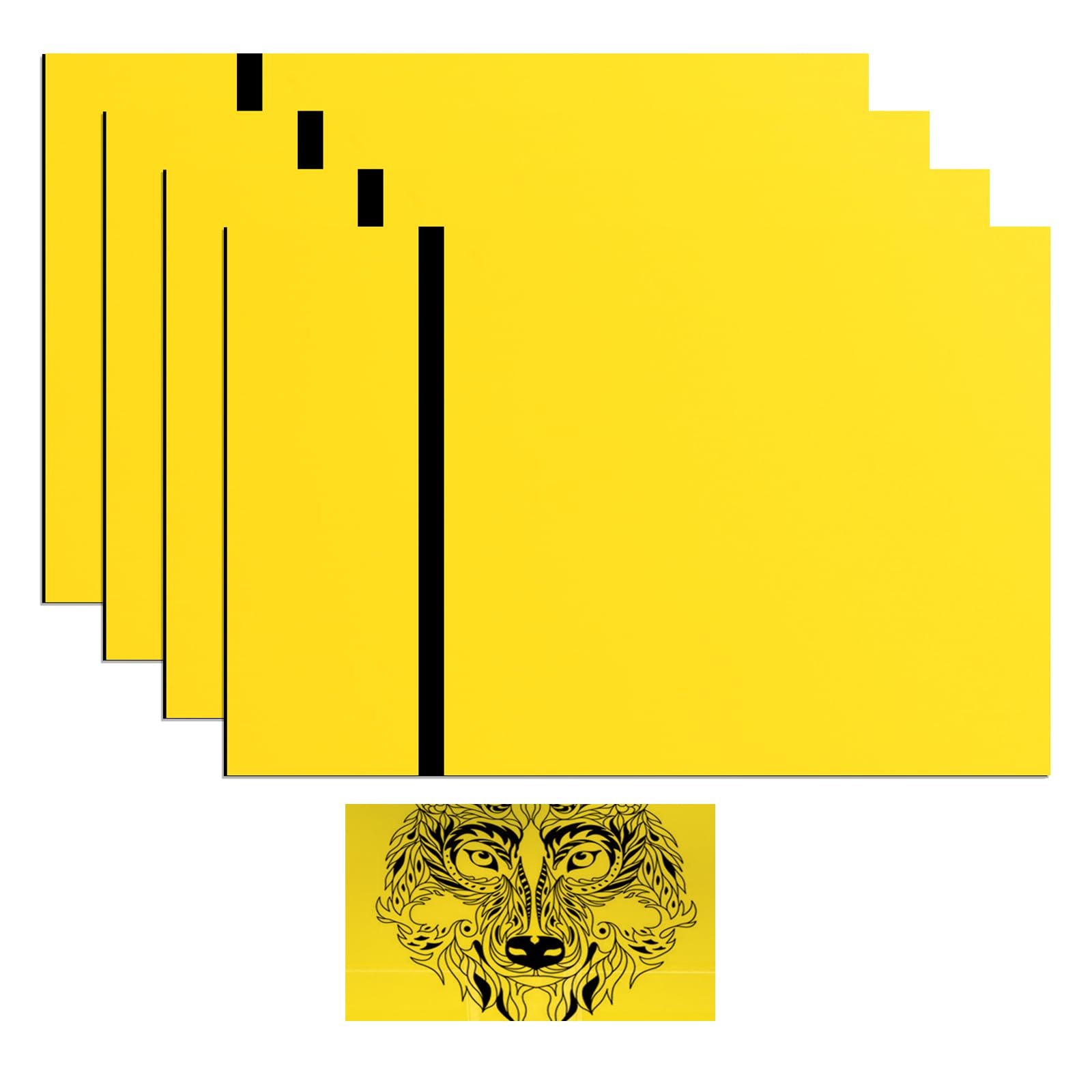 Pack of 4 20 x 30 cm Yellow Acrylic Signs for Laser Engraving, Personalised Plastic Signs Made to Measure for Home, Office, Shop, Yellow Panel with Black Engraved