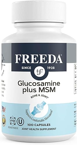 FREEDA Glucosamina MSM  Suplemento vegano de flexibilidad y movilidad articular  Glucosamina vegetariana sin mariscos  Apoya la función articular