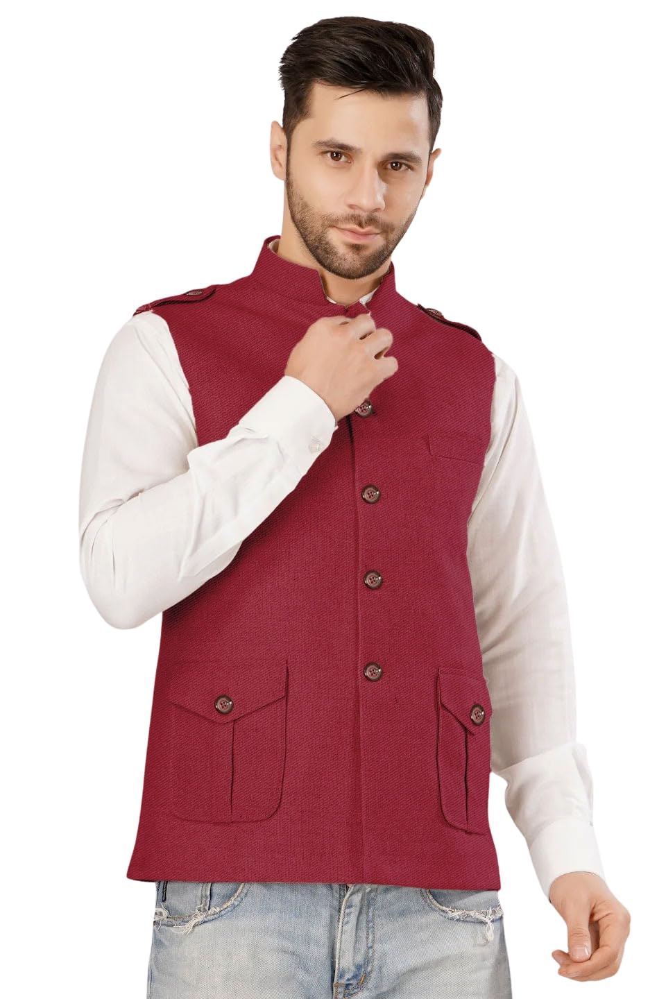 wintage Mens Tweed Wool Modi Nehru Jacket-picture-24