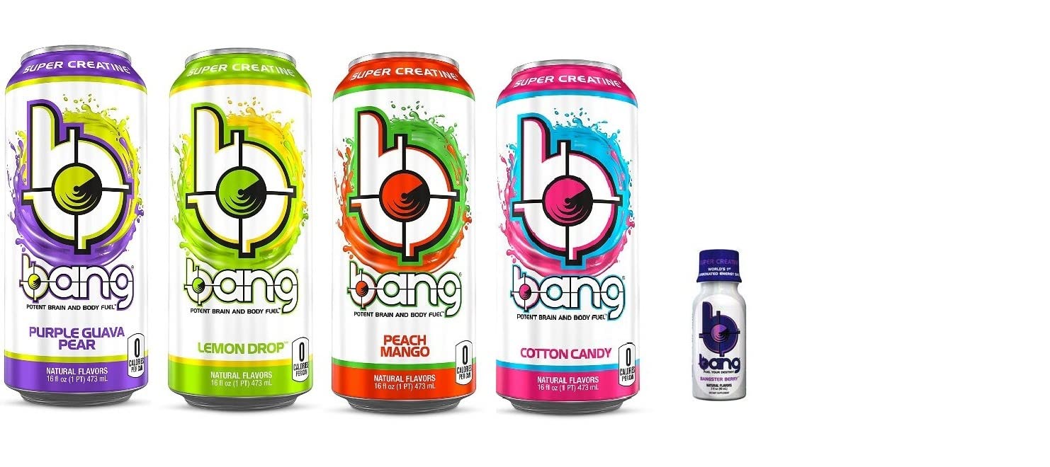 VPX Bang Variety - Purple Guava Pear, Peach Mango, Lemon Drop, Cotton Candy and Bang Bangster Berry 