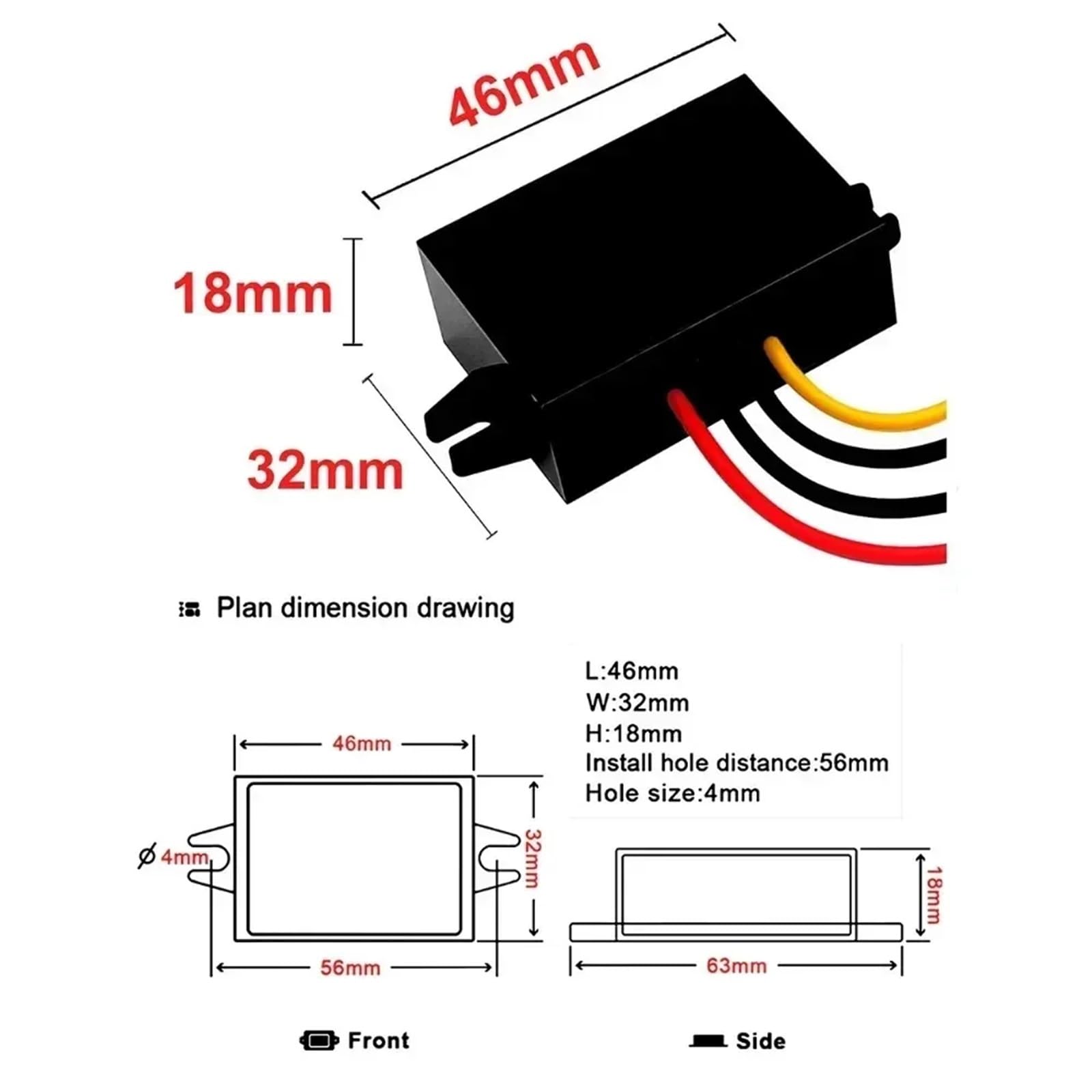 Riduttore convertitore DC DC 20-90v 24v 36v 48v 60v 72v a 12v Step Down 1A-5A 12v Regolatore di tensione for dispositivo for auto da golf cart